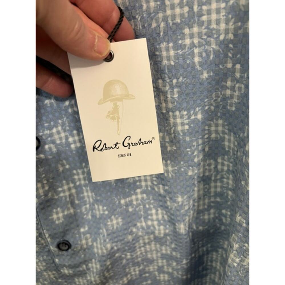 ROBERT GRAHAM Shirt 3XL Classic Fit Button Blue Unique Print NWT - Picture 5 of 11